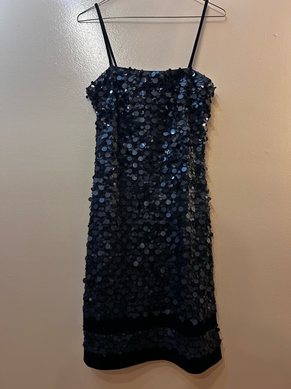 Black Sequin Mini Dress with Spaghetti Straps